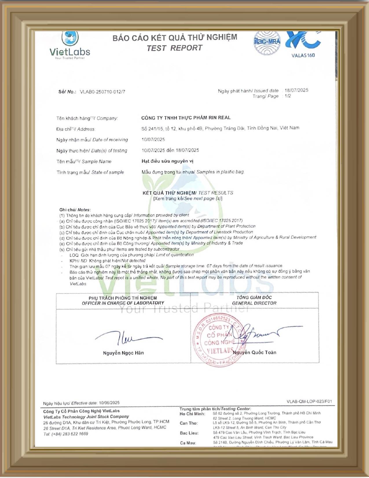 Hạt điều sữa nguyên vị